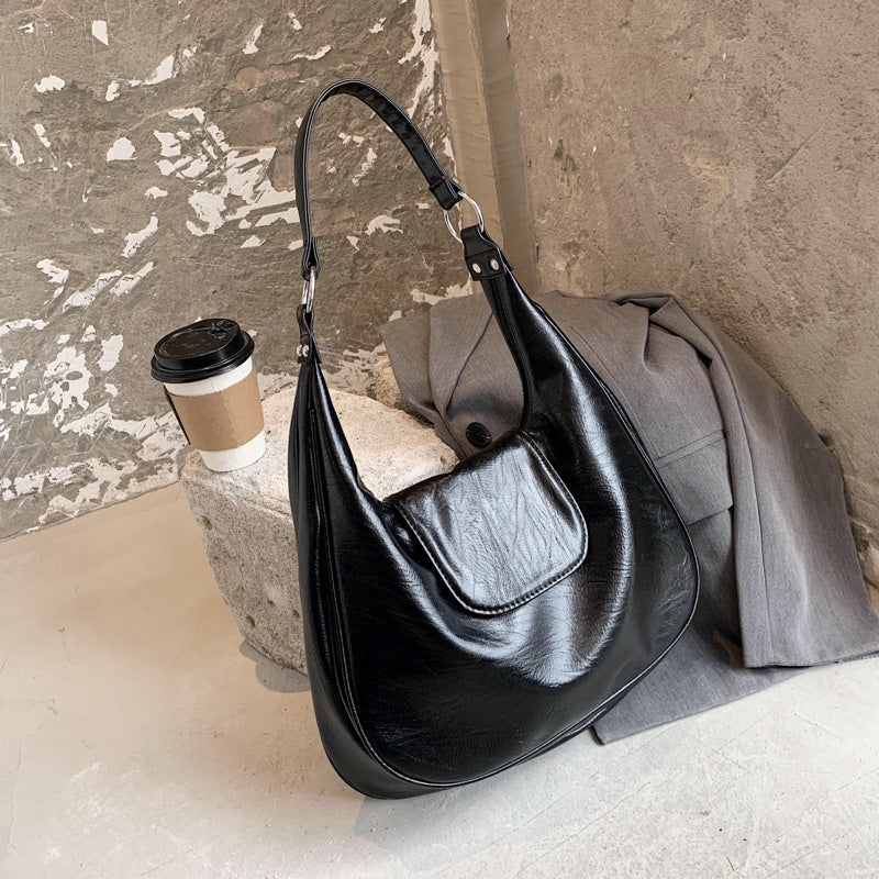 Ielgy Ladies Fashion One Shoulder Class Commuter Soft Leather Large Capacity Tote Bag