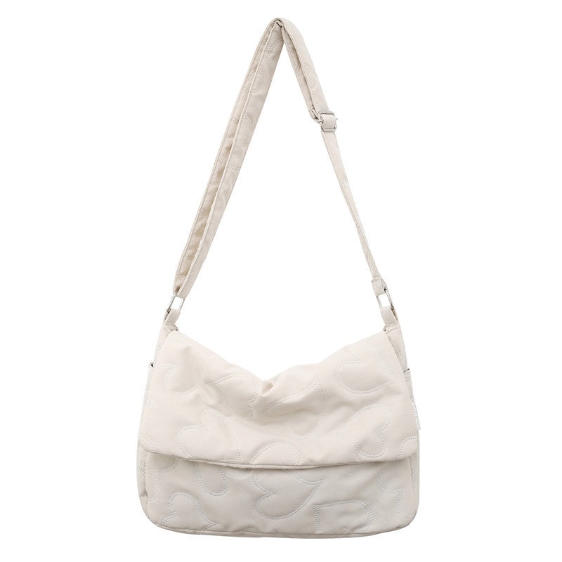 Ielgy Ladies Simple Rhombus Art Large-Capacity Fresh All-Match Messenger Bag (without Pendant)