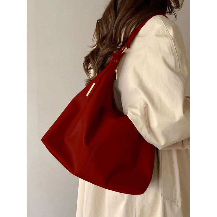 Ielgy Ladies Retro Large Capacity Tote Bag Red Wedding Bag