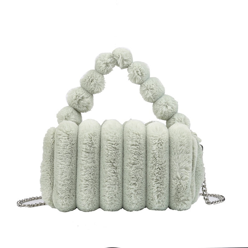 Ielgy Plush Bag Fashion Simple Handbag Korean Version Temperament Trendy Cute Messenger Bag