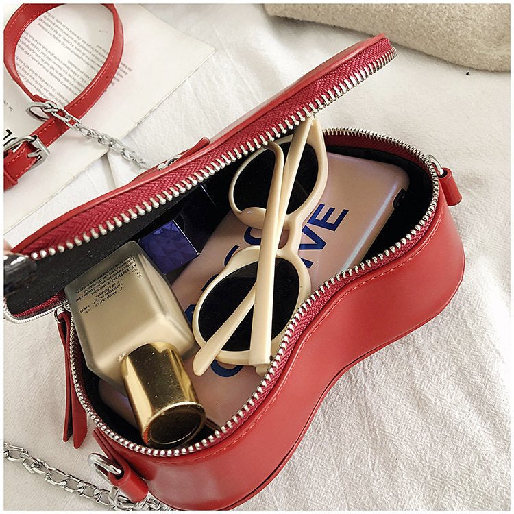 Ielgy Fashion Creative Unique Love Chain pu Small Shoulder Bag Korean Version Fashionable High-End Shoulder Bag