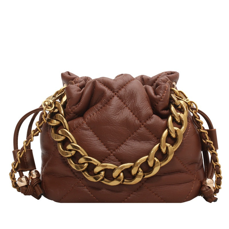 Ielgy Ladies Simple Casual Mini Chain Bucket Bag Design Crossbody