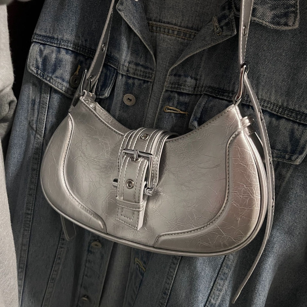 Ielgy Ladies Retro Hot Girl Underarm Bag Niche Texture Simple One-Shoulder Messenger Crescent Bag