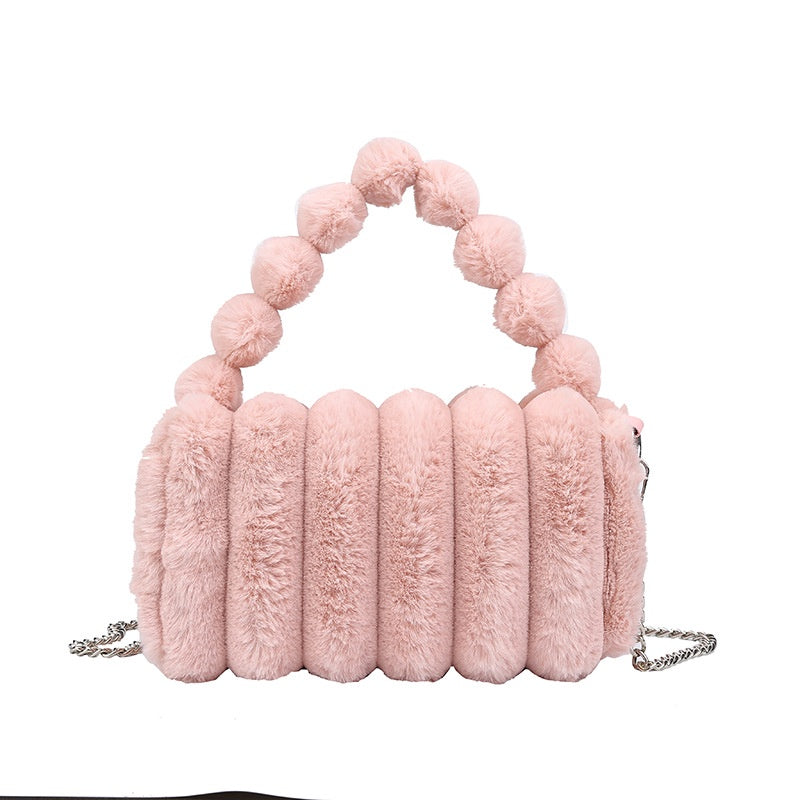 Ielgy Plush Bag Fashion Simple Handbag Korean Version Temperament Trendy Cute Messenger Bag