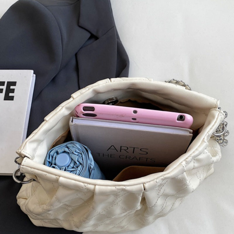 Ielgy Ladies Large-Capacity Fashion High-End Rhombus Chain Cross-Body All-Match One-Shoulder Bucket