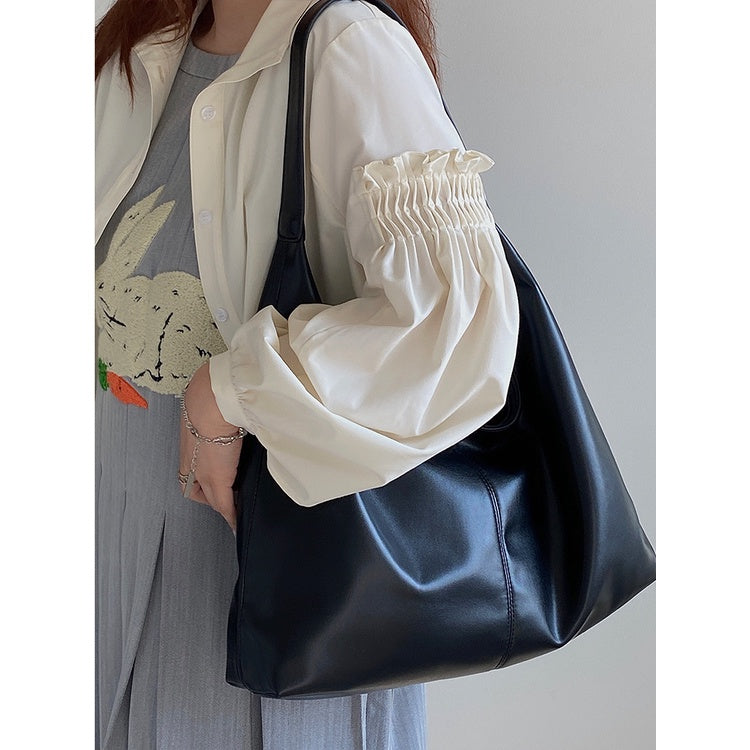 Ielgy Ladies Large Capacity Portable Underarm Bag Commuter Soft Leather Shoulder Tote Bag