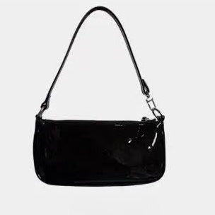 Ielgy Trendy All-Match Handbag Simple Shoulder Underarm Bag Korean Version Patent Leather Baguette Bag