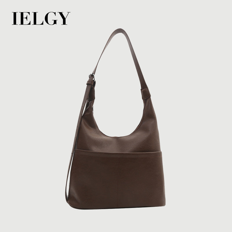 Ielgy Ladies Simple Commuter Underarm Bag Large Capacity Shoulder Tote Bag