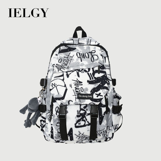 Ielgy Graffiti College Students Large Capacity Harajuku Style Trendy Backpack