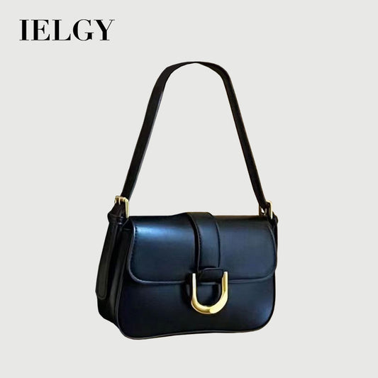 IELGY handbag women's high-end texture baguette retro horseshoe buckle fashion temperament all-match shoulder bag