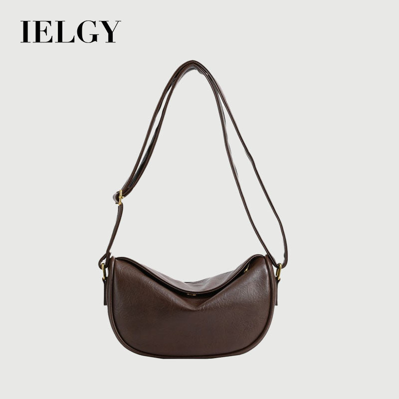 Ielgy Soft Face Fashion Shoulder Bag Casual All-Match Cross-Body Dumpling Bag Commuter Unique Popular