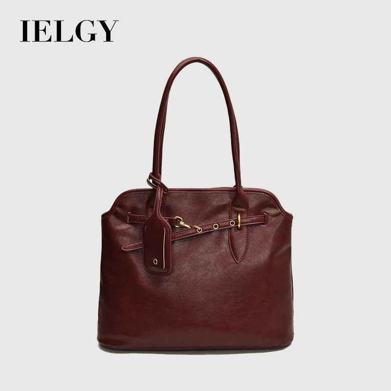 Ielgy High-End Feeling Large-Capacity Underarm Tote Bag Fashion Retro Lock Simple One-Shoulder Large Bag T
