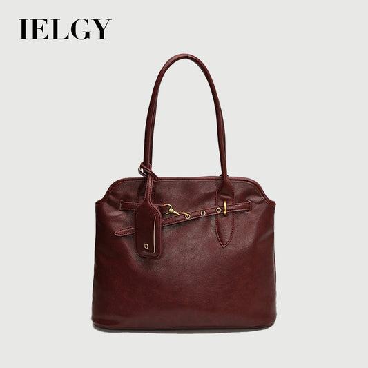 Ielgy High-End Feeling Large-Capacity Underarm Tote Bag Fashion Retro Lock Simple One-Shoulder Large Bag T