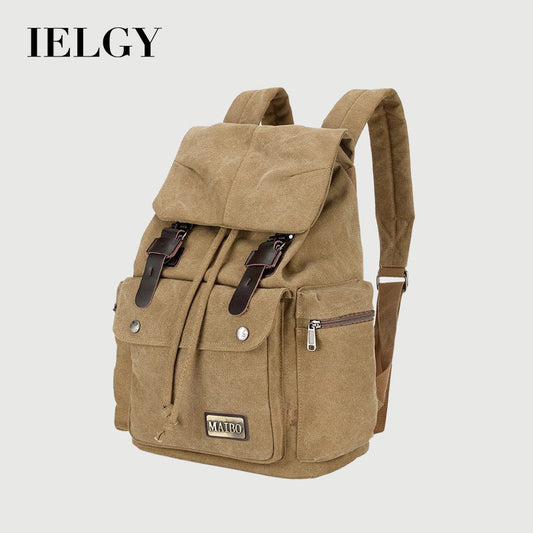 Ielgy Canvas Backpack Leisure Outdoor Travel Backpack Student Large Capacity School Bag