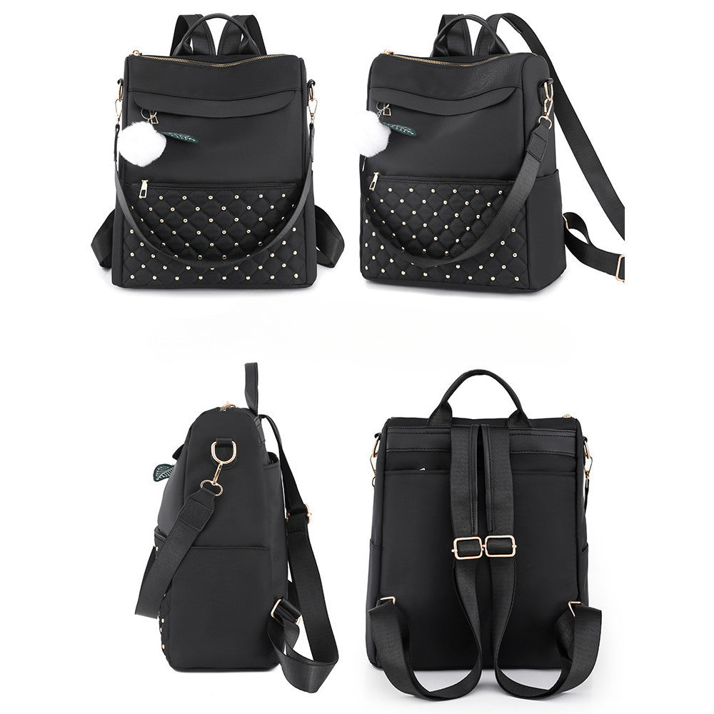 Ielgy Backpack Nylon Cloth Diamond School Bag Large Capacity Korean Version Casual Student Korean Version Travel Backpack