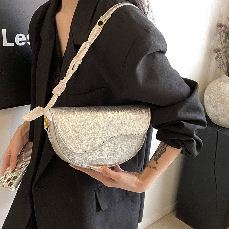 Ielgy Niche Design Handbag Fashion Simple Platinum Bag All-Match Shoulder Messenger Bag
