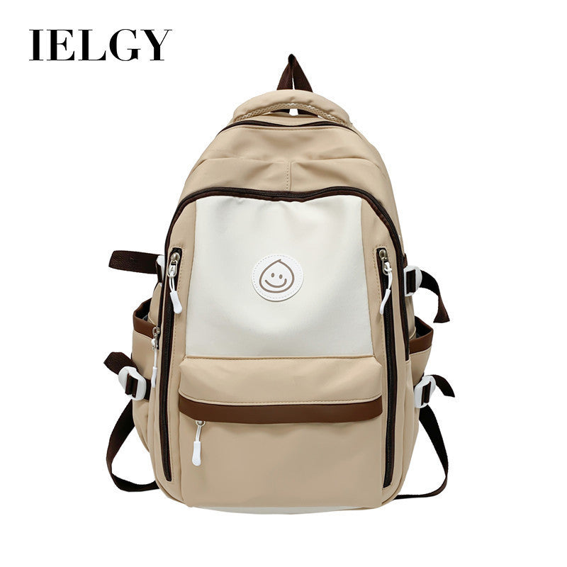 Ielgy Korean Version High School Junior High School Students Large-Capacity Backpack Simple Burden-Red