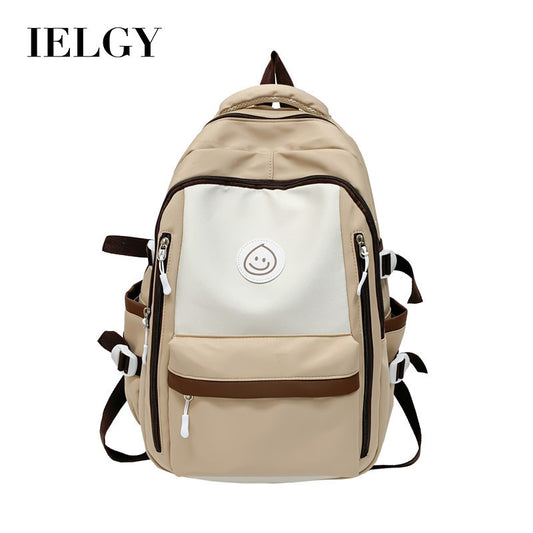 Ielgy Korean Version High School Junior High School Students Large-Capacity Backpack Simple Burden-Red