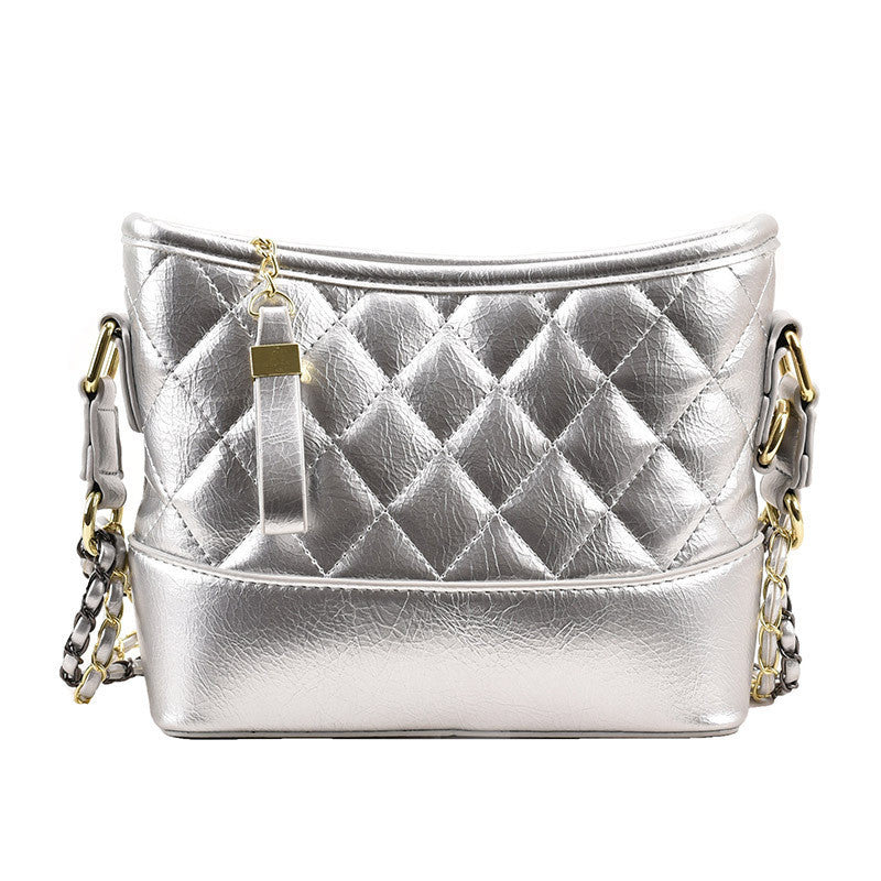 Ielgy Ladies Popular Silver Chain Bag Trendy High-End Texture Niche Diagonal Stray Bag