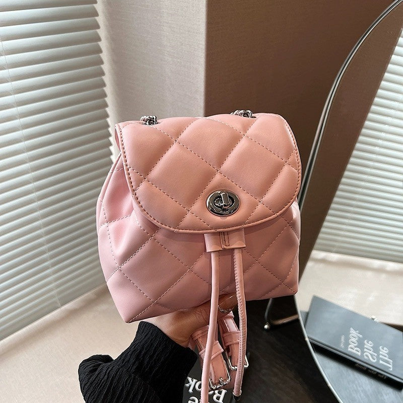 Ielgy Ladies All-Match Backpack Diamond Chain Fashion Niche School Bag