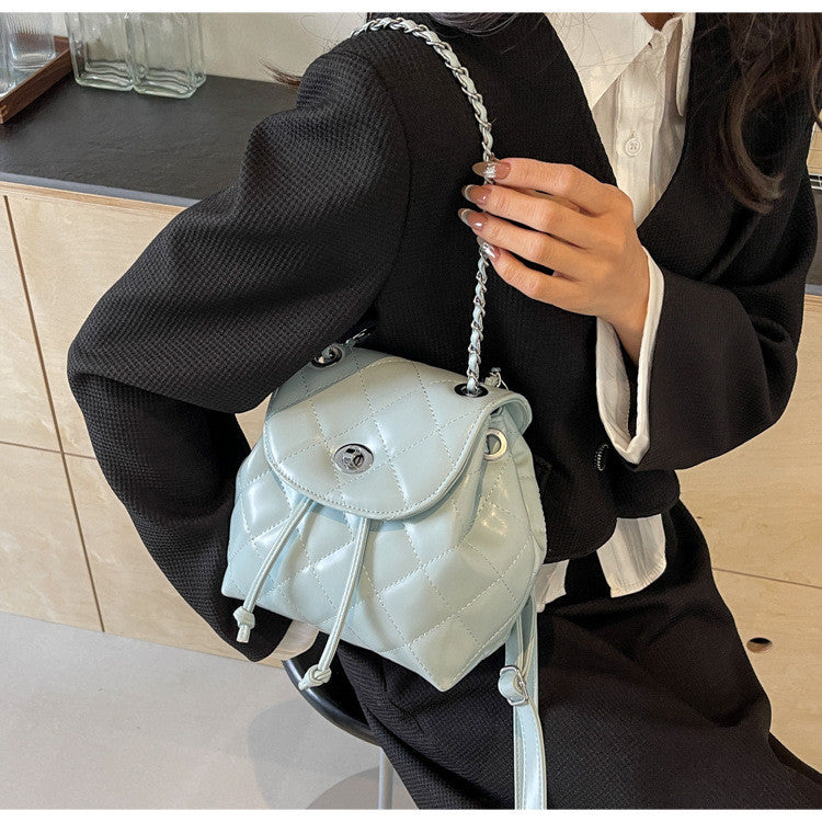 Ielgy Ladies All-Match Backpack Diamond Chain Fashion Niche School Bag