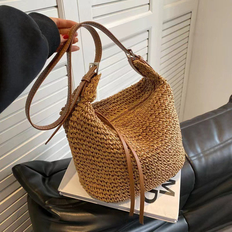 Ielgy U-Shaped Paper Rope One-Shoulder Diagonal Straw Woven Female Bag All-Match Casual Dumpling-Shaped Woven