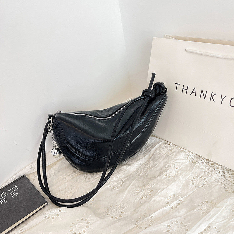 Ielgy Fashionable Trendy Silver Dumpling Bag Korean Version Simple Casual Large-Capacity One-Shoulder Female Bag