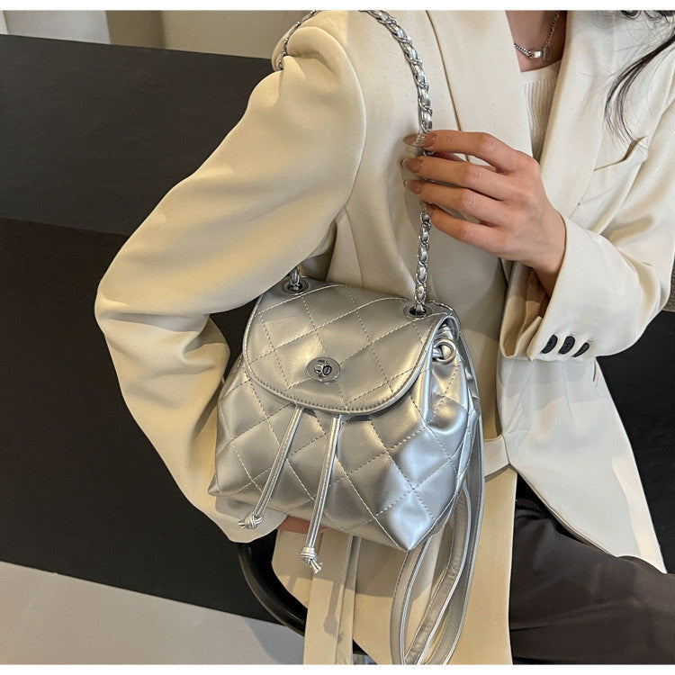 Ielgy Ladies All-Match Backpack Diamond Chain Fashion Niche School Bag