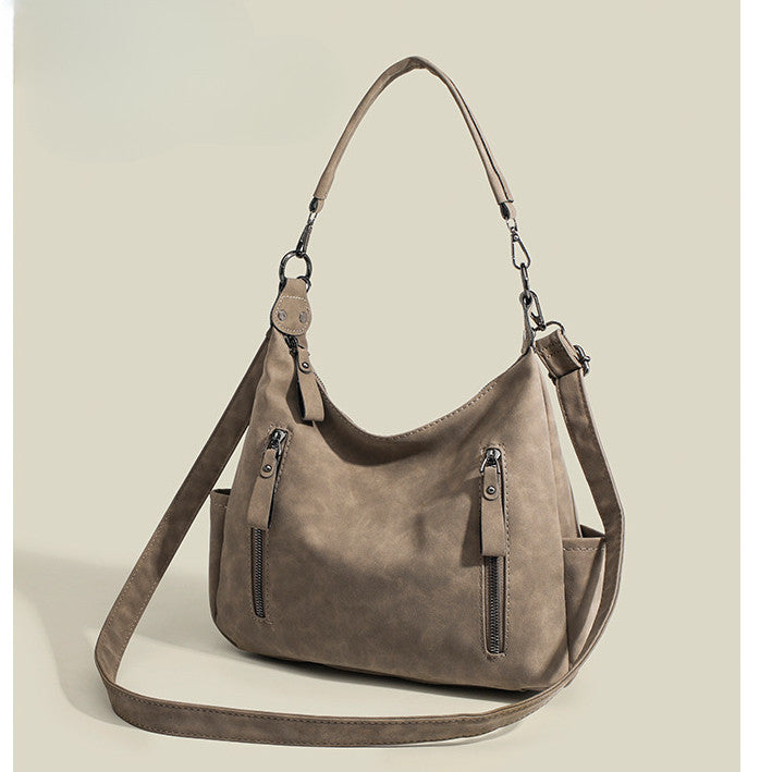 Ielgy Ladies Large-Capacity All-Match Retro Matte Cross-Body Texture One-Shoulder Commuter Tote Bag