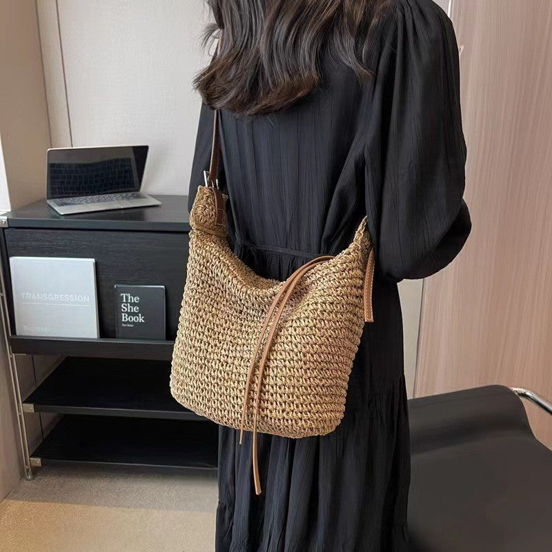 Ielgy U-Shaped Paper Rope One-Shoulder Diagonal Straw Woven Female Bag All-Match Casual Dumpling-Shaped Woven