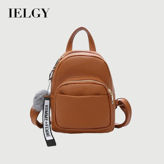 IELGY Korean Mini Backpack Versatile Solid Soft Leather Fashion Women's Backpack