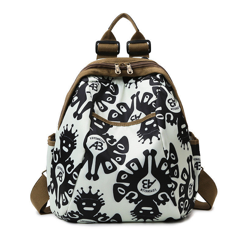 Ielgy Printed Ladies Backpack Oxford Cloth Large Capacity Backpack Harajuku Travel Design Sense School Bag