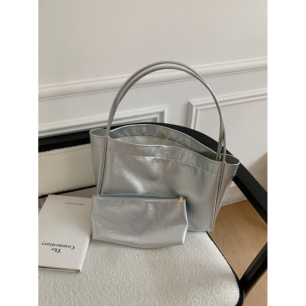 Ielgy Retro Large-Capacity Korean Version All-Match Tote Bag Fashion Lazy Style One-Shoulder Commuter