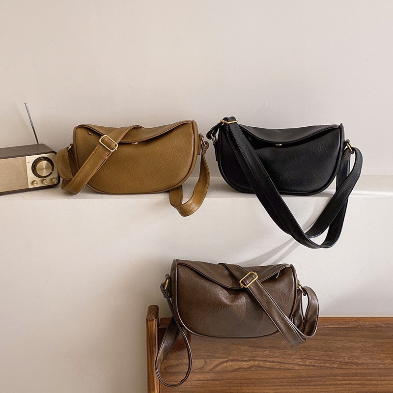 Ielgy Soft Face Fashion Shoulder Bag Casual All-Match Cross-Body Dumpling Bag Commuter Unique Popular