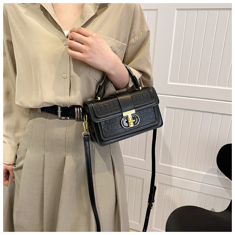 Ielgy High-End Texture Solid Color Portable Box Bag All-Match One-Shoulder Messenger Small