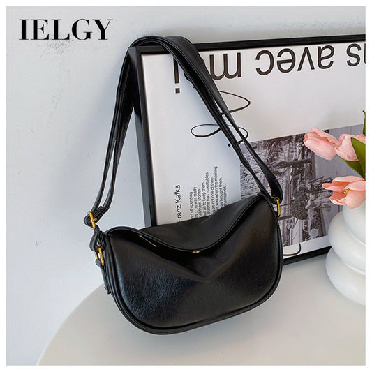 Ielgy Soft Face Fashion Shoulder Bag Casual All-Match Cross-Body Dumpling Bag Commuter Unique Popular
