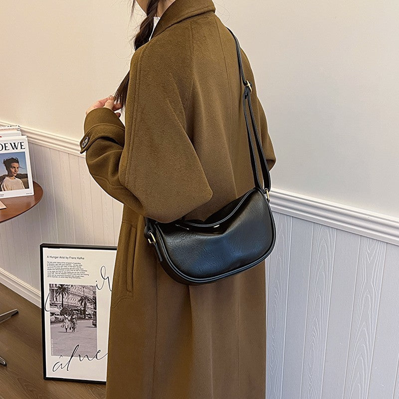 Ielgy Soft Face Fashion Shoulder Bag Casual All-Match Cross-Body Dumpling Bag Commuter Unique Popular