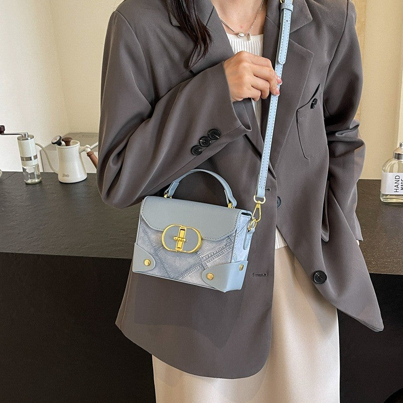 Ielgy Simple Fashion Handbag Diamond Chain Casual Crossbody Small Square Bag