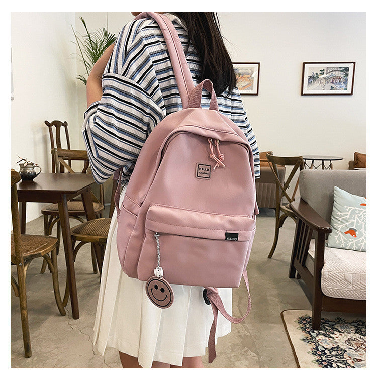 Ielgy Ladies Preppy Style Backpack Small Fresh Cute Student Schoolbag Mori Girl Solid Color Small Backpack