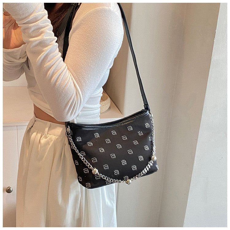 Ielgy High-End Fashionable Texture Shoulder Bag Popular Fashionable All-Match Commuter Bucket Bag