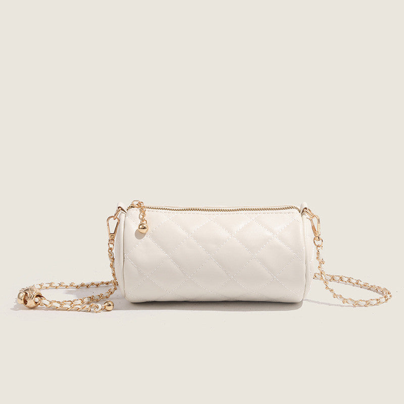 Ielgy Ladies Golden Ball Diamond Chain Pillow Bag All-Match One-Shoulder Cross-Body Cylinder Bag
