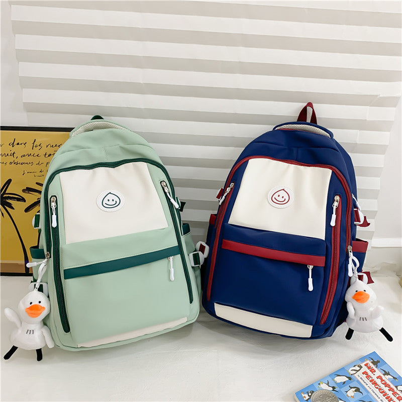 Ielgy Korean Version High School Junior High School Students Large-Capacity Backpack Simple Burden-Red