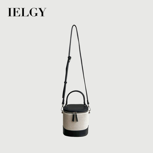 IELGY women's korean style stitching messenger bucket bag