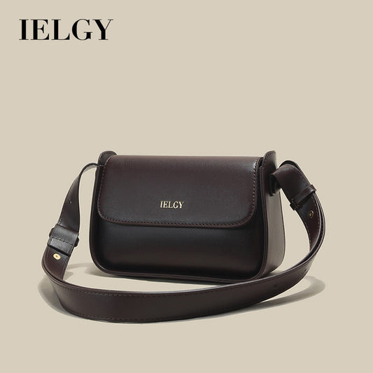 IELGY Fashionable and Versatile Top-handle Bag in Coffee with Wide Shoulder Strap for Women