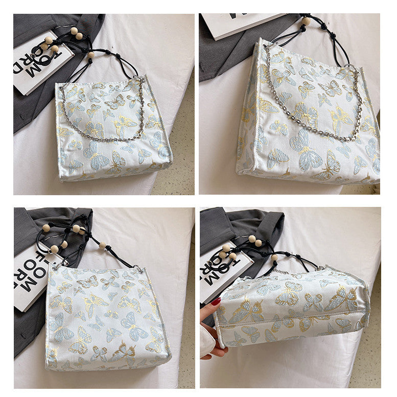 Ielgy Ladies All-Match New Chinese Style Underarm Bag Chinese Style Embroidered Cross-Body Tote Bag