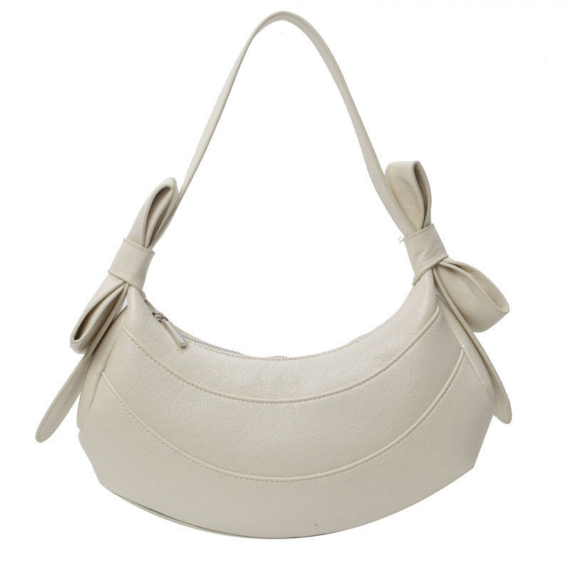 Ielgy Ladies Black All-Match Diagonal High-End Crescent Underarm Bag Niche Design Shoulder Bag