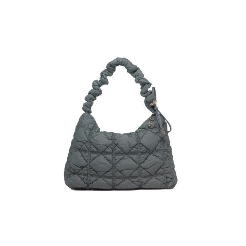 Ielgy Korean Version Stray Cloud Bag Puff Pleated Down Bag Shoulder Messenger Bag Portable Underarm Bag