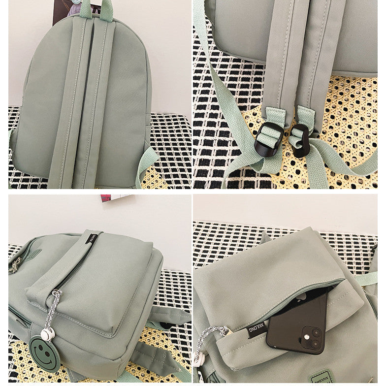 Ielgy Ladies Preppy Style Backpack Small Fresh Cute Student Schoolbag Mori Girl Solid Color Small Backpack