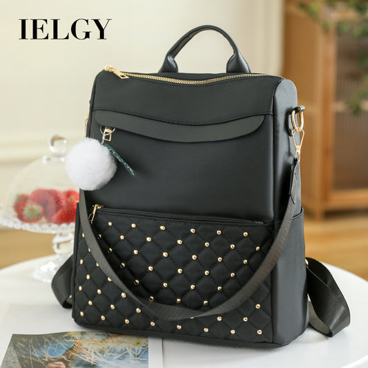 Ielgy Backpack Nylon Cloth Diamond School Bag Large Capacity Korean Version Casual Student Korean Version Travel Backpack