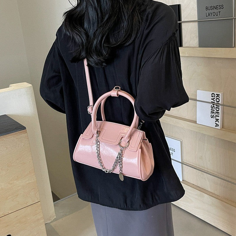Ielgy High-End Niche Design Silver Handbag Crossbody Fashion All-Match Handbag